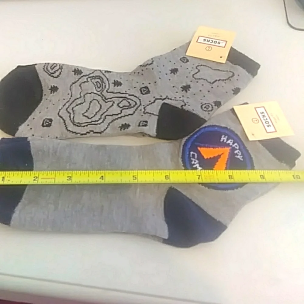 Socks Unisex 2 Pair Ankle Socks, Size 9-11, Gray Black NEW